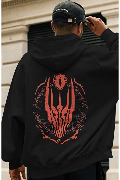 SEVBANO Hanorac premium unisex supradimensionat cu imprimeu pe spate, design ...