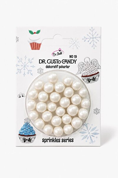 Dr. Gusto 8 mm İnci Beyazı Candy Boncuk Pasta Süsleme Şekeri