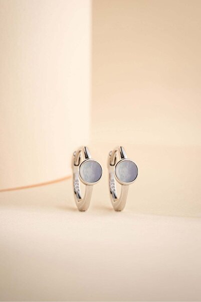 Nereze 925 Ayar Gümüş Rodyum Kaplama 12 mm Taşlı Halka Küpe