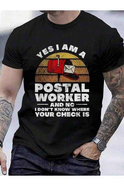 799 100% Cotton Postal Worker Mailbox Letter Carrier Mailman Distressed T-Shi...