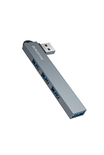 Borofone 4-в-1 хъб (FH1) - USB към 3x USB 2.0, 1x USB 3.0, Алуминиева сплав, ...