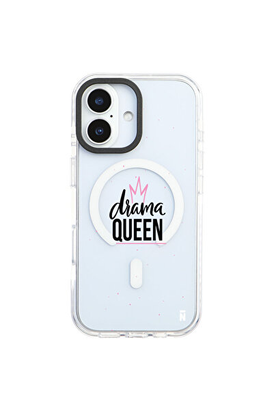 Casen iPhone 17 Yanları Beyaz Magsafe Arty Şeffaf Drama Queen Tasarımlı Premi...