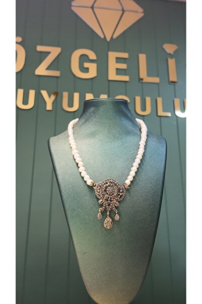 özgeliş kuyumculuk Tasarım Broşlu İnci Kolye