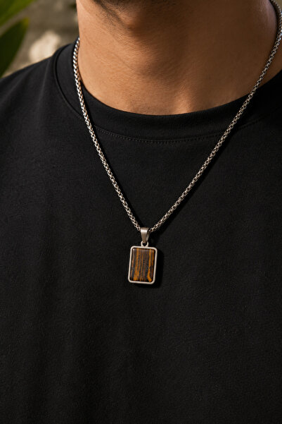 laria jewelry قلادة رجالية من الفولاذ على شكل عين النمر