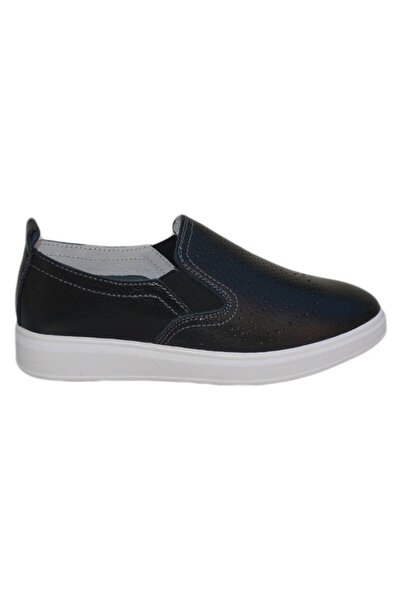 OEM Pantof casual bleumarin, din piele naturala cu elastic inserat