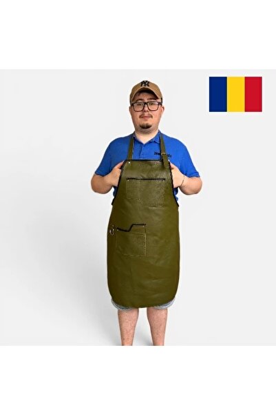 KAVI ONE apron, premium genuine Leather , 90x60 cm, Green