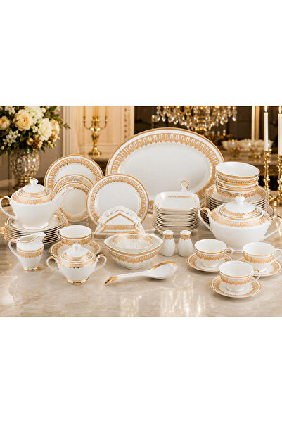 Dania ✨   107Pcs Embossed Gold Porcelain Dinner Set Luxury Dinnerware Sets | ...