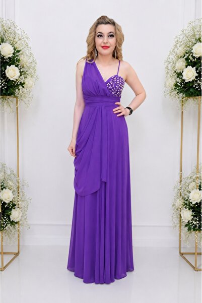 OEM Rochie rafinata cu aspect de stil grecesc, culoare mov deschis