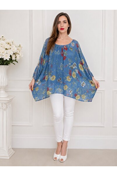 OEM Bluza moderna de vara , cu imprimeu floral, nuanta de albastru