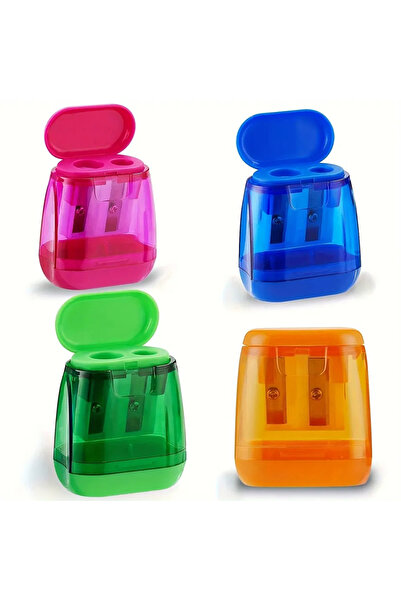 Choice 4pcs set 4PCS Dual-Hole Pencil Sharpeners with Lid and Shavings Contai...
