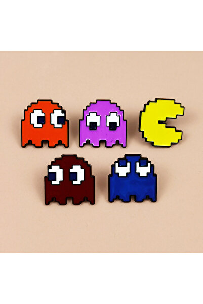 Choice Bandai 5PCS Retro Pac-Man Enamel Pins Set Classic Arcade Game Ghost Br...