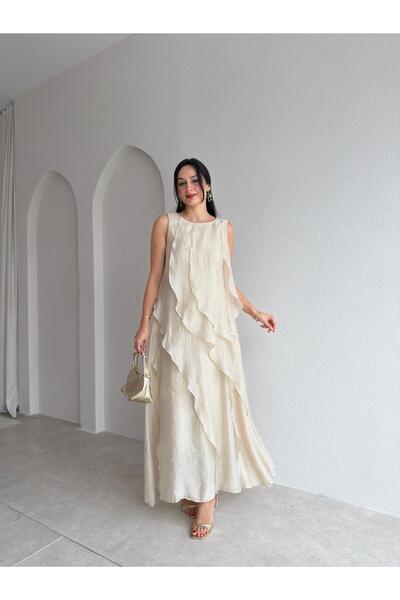 Mooi Butik فستان ALDUO ماكسي 5641 - لون كريمي