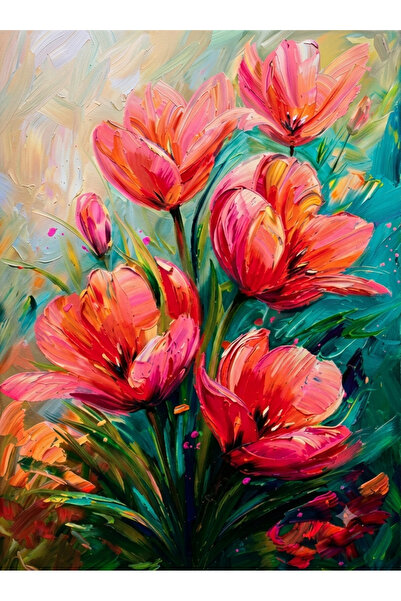 Hobiline Mercan Çiçekler 30x40 Hı Stone 5D Elmas Boncuklu Taş işleme Mozaik G...