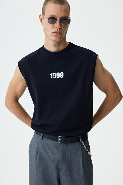 H&M Pamuklu ve Baskılı Kolsuz Üst Relaxed Fit