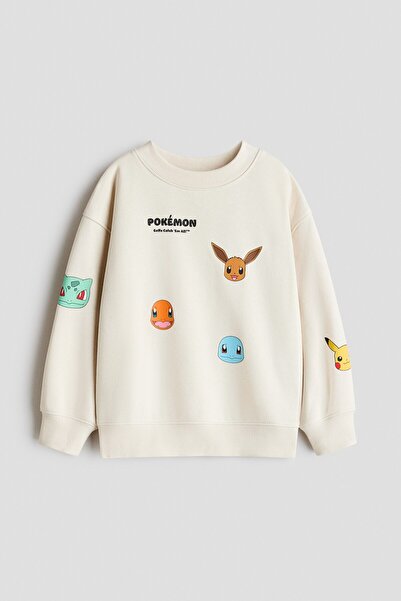 H&M Baskılı ve İçi Tüylü Sweatshirt