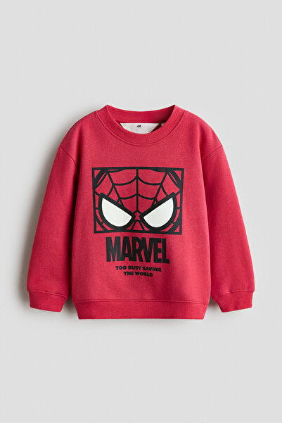 H&M Baskılı ve İçi Tüylü Sweatshirt