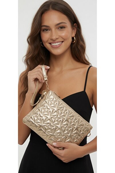 cantamella Star Patterned Quilted Luxury Women's Portfolio Bag, Chain Strap H...