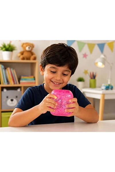 TOY LAND Cube Squeeze Ball Glitter Sensory Stress Relief Toy, Soft Squishy Fidget Toy for Kids & Adults, Slow Rising Gel Cube-Pink