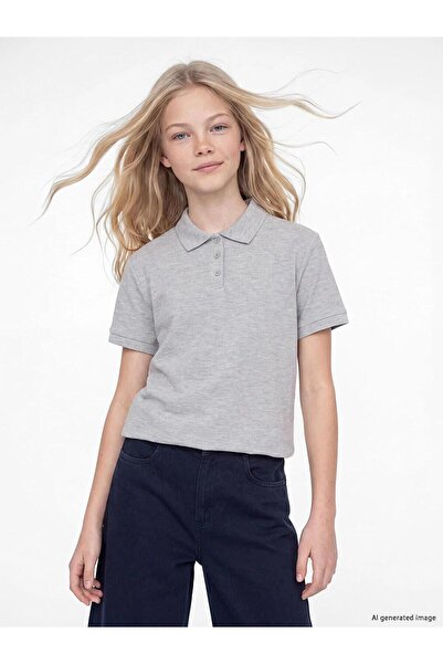 LC Waikiki Polo Collar Girls' Pique T-Shirt (W6)