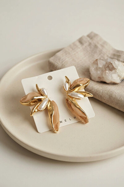 Skygo Brown Color Lotus Leaf Model Women's Earrings