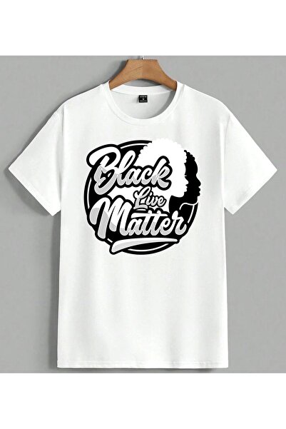ELFERA تي شيرت Black Live Matter مطبوع عليه صورة سوداء اللون للجنسين مقاس كبي...