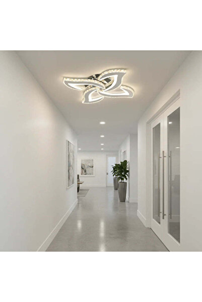 OEM Lustra LED Alejandro cu Telecomanda, 73W, 4 Flori, Lumina Dimabila Rece/C...