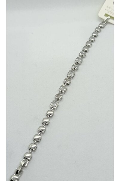 ndjewelry إيلارا باغيت سوار فضي مرصع بالأحجار (17+1 سم)