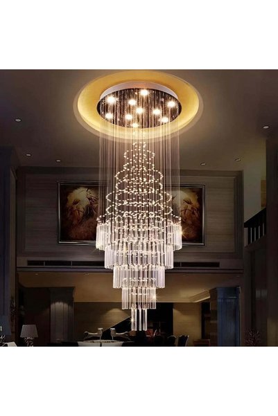 OEM 80W AUGUSTA Gold LED Κρυστάλλινος Πολυέλαιος, Διάμετρος 50cm, Ύψος 200cm,...