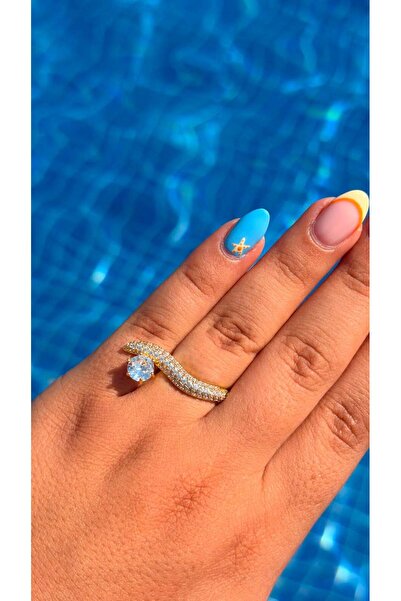 Cadera Jewelry خاتم قابل للتعديل بتصميم مموج مرصع بالأحجار