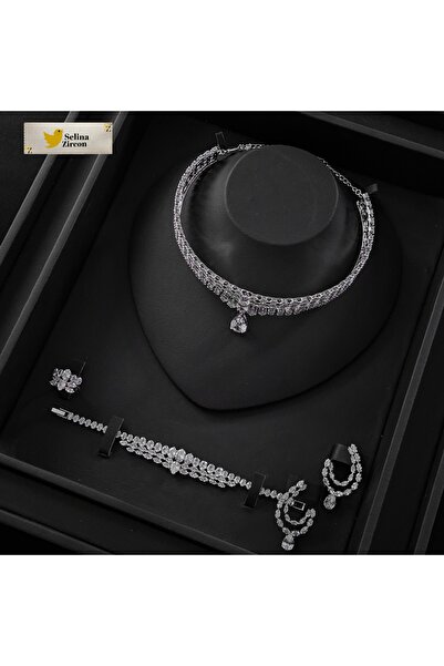 jewelrystore طقم اكسسوارات زركون بدقه الالماس مع التغليف