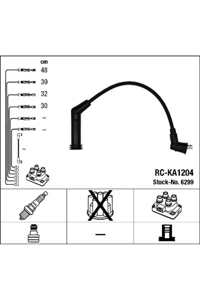 NGK Set Cablaj Aprinder 6299 Hyundai Accent 2/Atos/Getz/I10 1 Kia Picanto 1