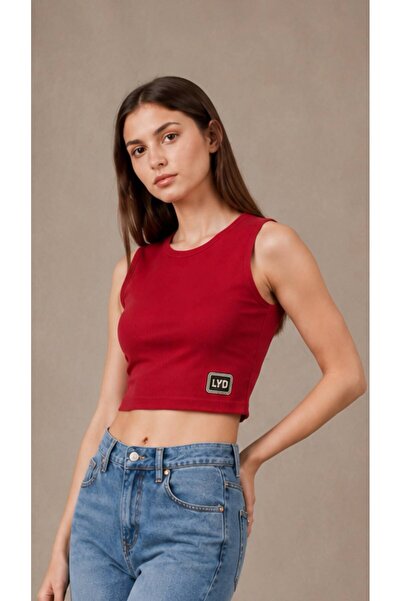 St.Poll Women's Terry Cropped Tank Top with Bicycle Neckline