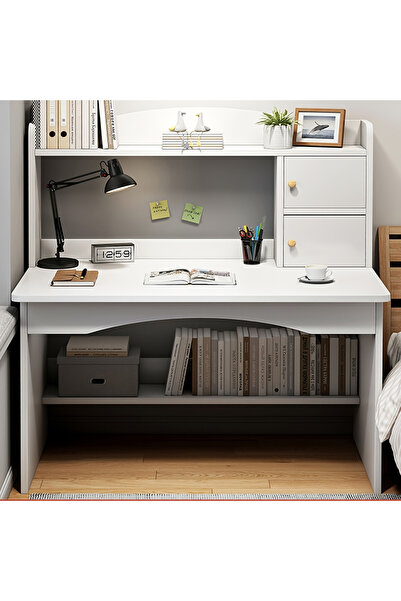 Chuma Wood Home Office Desk with Hutch Storage Shelves & 2 Drawers, Multi Com...