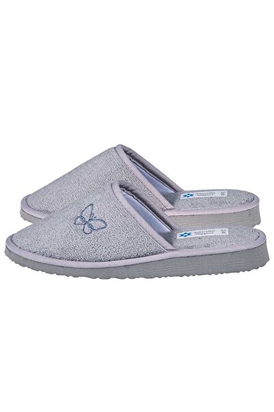 Amaryllis Slippers Γυναικεία πετσετένια παντόφλα γκρι βαμβακερή ελληνική