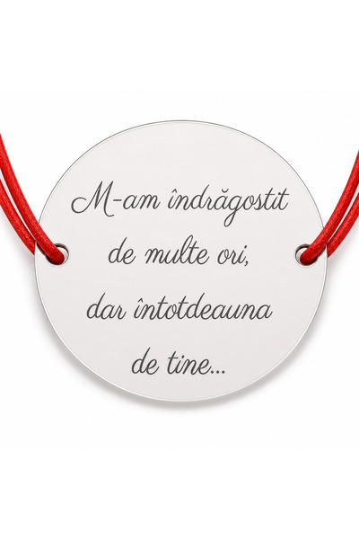 Simoshop Brățară argint 925 cu bănuț mesaj M-am îndrăgostit, șnur reglabil — ...