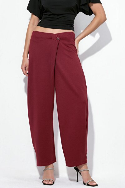 Hiccup Busem Women's High Waist Wide Leg Crepe Trousers