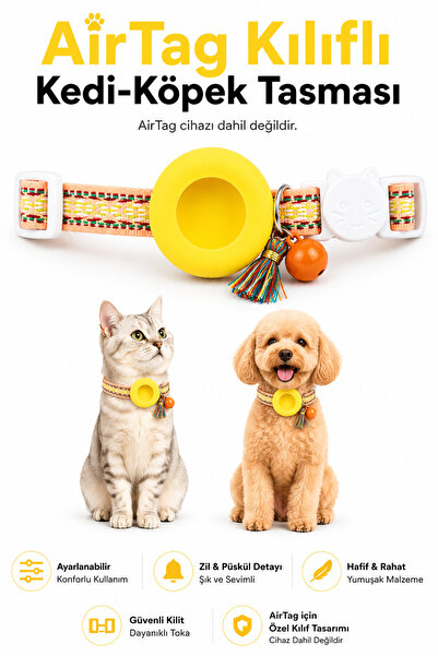 CONOCER AirTag Uyumlu Kedi Köpek Tasması Ayarlanabilir Etnik Bohem Desenli Bo...