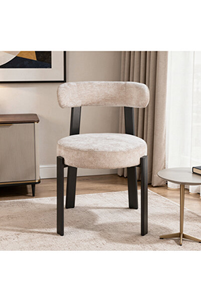 Ebticar Modern Design Upholstered Dining Chair - Deep Beige