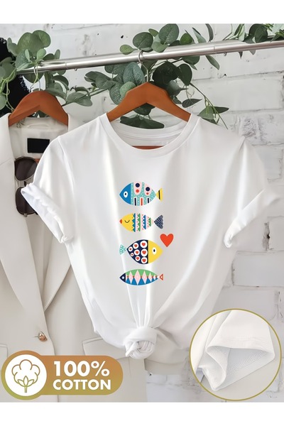 puolikuu Unisex Comfortable Fit Tshrit Printed Tshirt