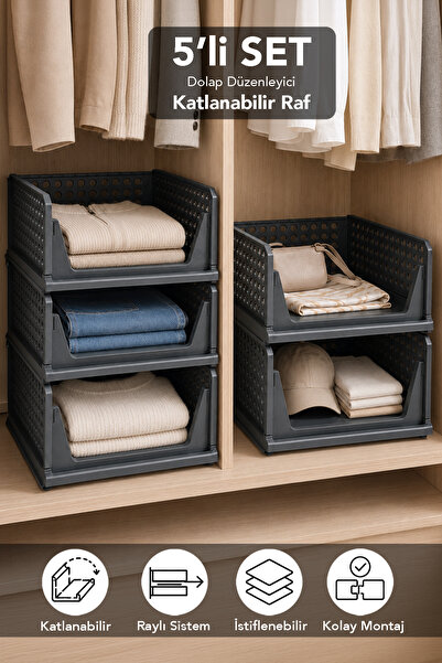 Meleni Home Organizator pliabil cu 5 niveluri - Organizator multifuncțional p...
