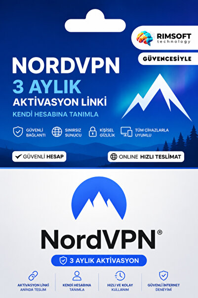 NordVPN 3 Aylık Aktivasyon Linki – Kendi Hesabınıza Tanımlama – Dijital Teslimat