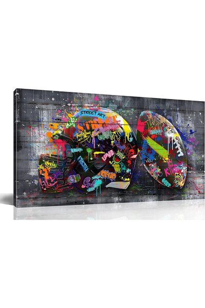 HOME MODE Football Graffiti Canvas Wall Art | 50x100 Inches Gallery Wrapped |...