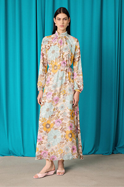 Touché Privé Belted Flower Patterned Dress