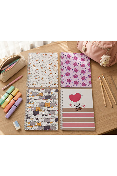 paperlab A5 Spiralli Okul Defteri 80 Yaprak 4'lü Set