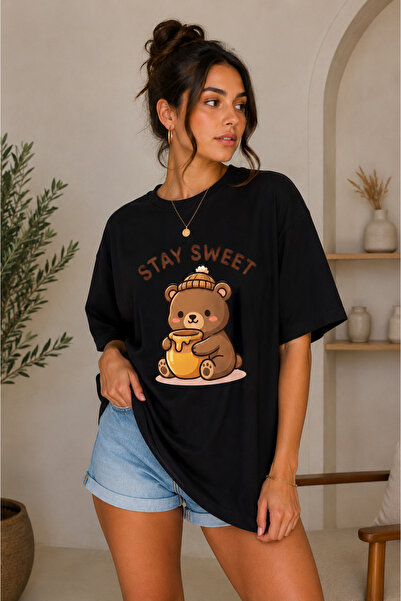 FECCY Premium Stayswwet Τυπωμένο Oversize Γυναικείο T-Shirt Βαμβακερό Oversiz...