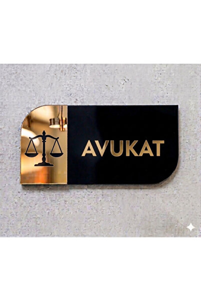 Ronson Avukat Kapı Tabelası | Kişiselleştirilebilir Siyah Pleksi Üzerine Gold...