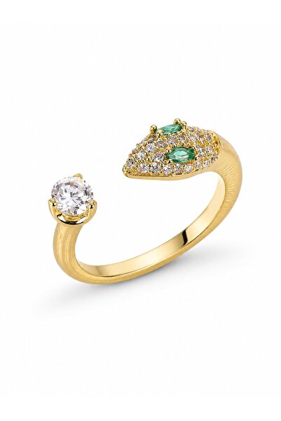 serelya Snake Model Zircon Stone Gold Color Women's Ring