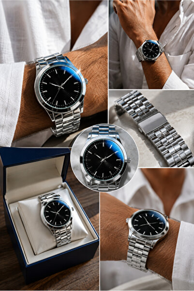 S.POLO Steel Cord Men's Watch Black Color Sports Model Bracelet with Gift Fat...