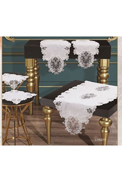 Ceki Home 5-piece living room set linen lace tablecloth runner set anna model...