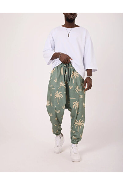 FıttingRoom Elastic Waist Pleated Patterned Half-Shalwar